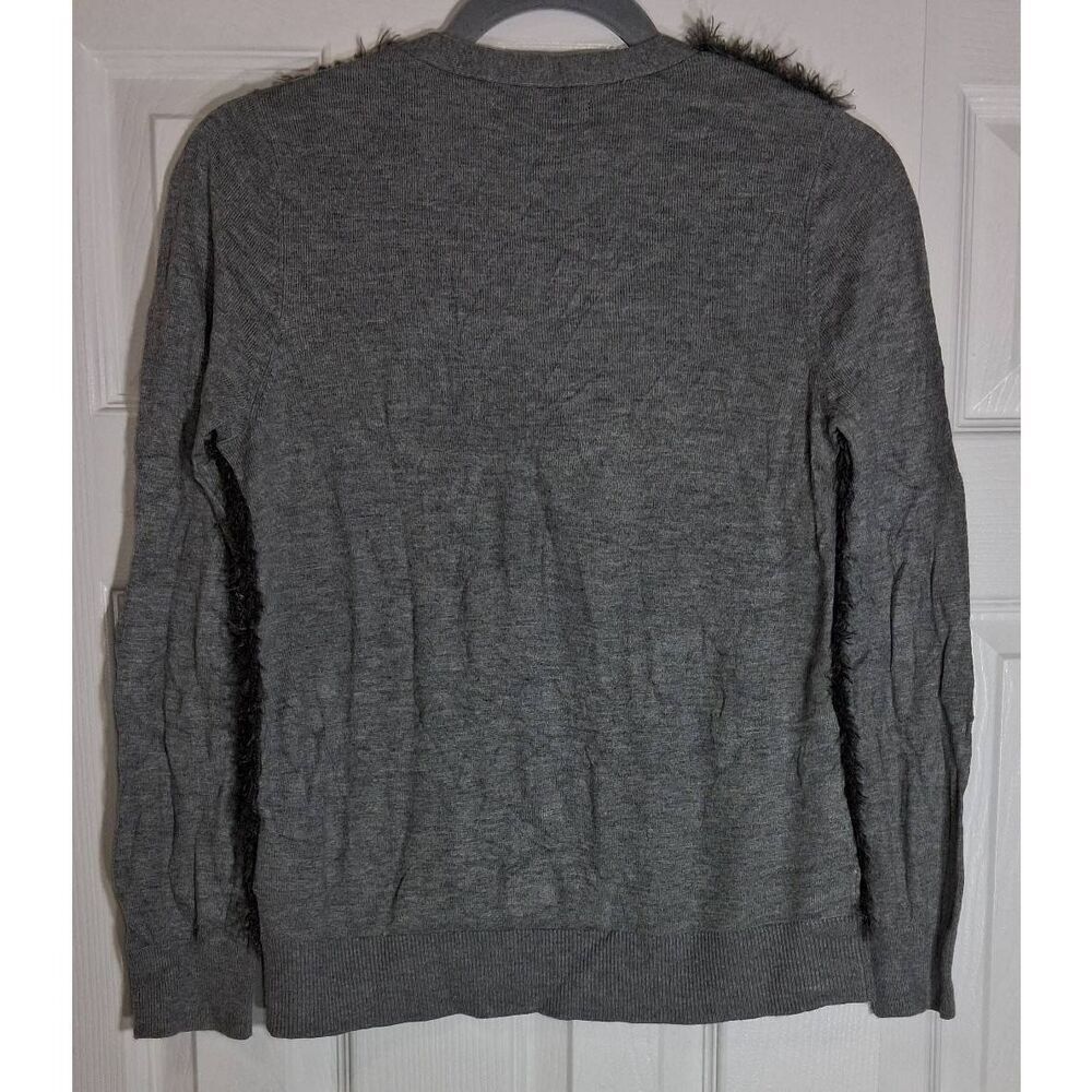 B+ab womens small cardigan sweater nylon Angora gray fluffy soft quiet luxury - Picture 5 of 9